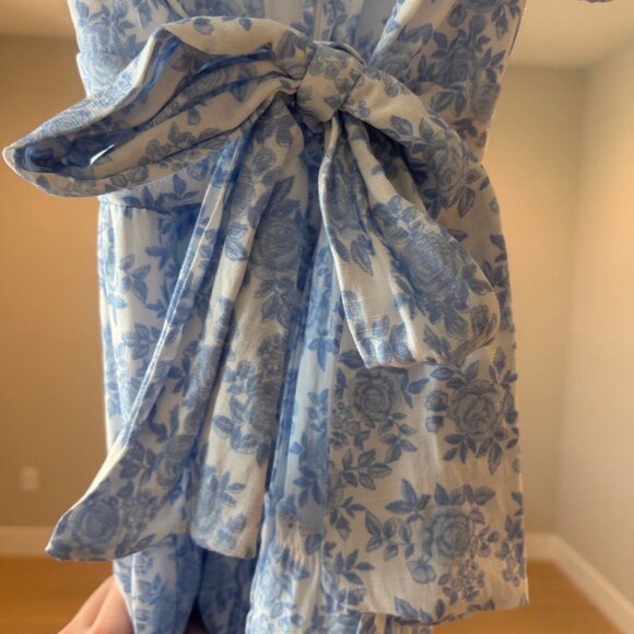 Altar'd State Blue and White Tie Back Short Dress Small - Picture 7 of 8